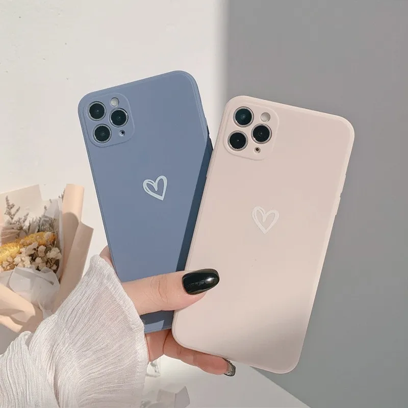 Simple Solid Color Heart iPhone Case