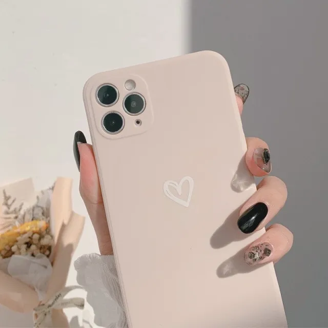 Simple Solid Color Heart iPhone Case