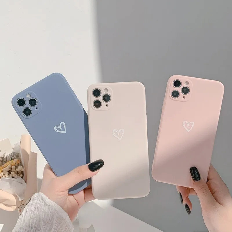 Simple Solid Color Heart iPhone Case