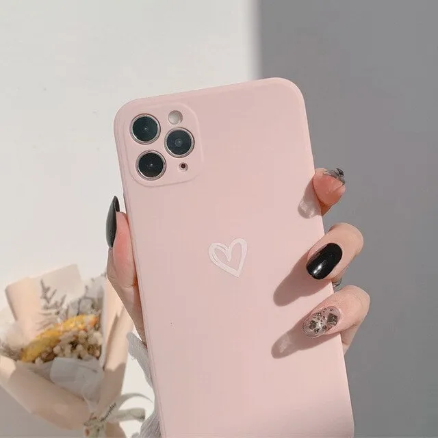 Simple Solid Color Heart iPhone Case