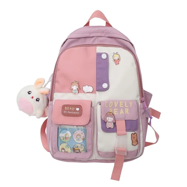 Simple Solid Color Teenage Girl Backpack