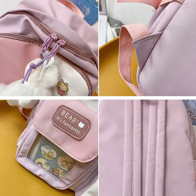 Simple Solid Color Teenage Girl Backpack