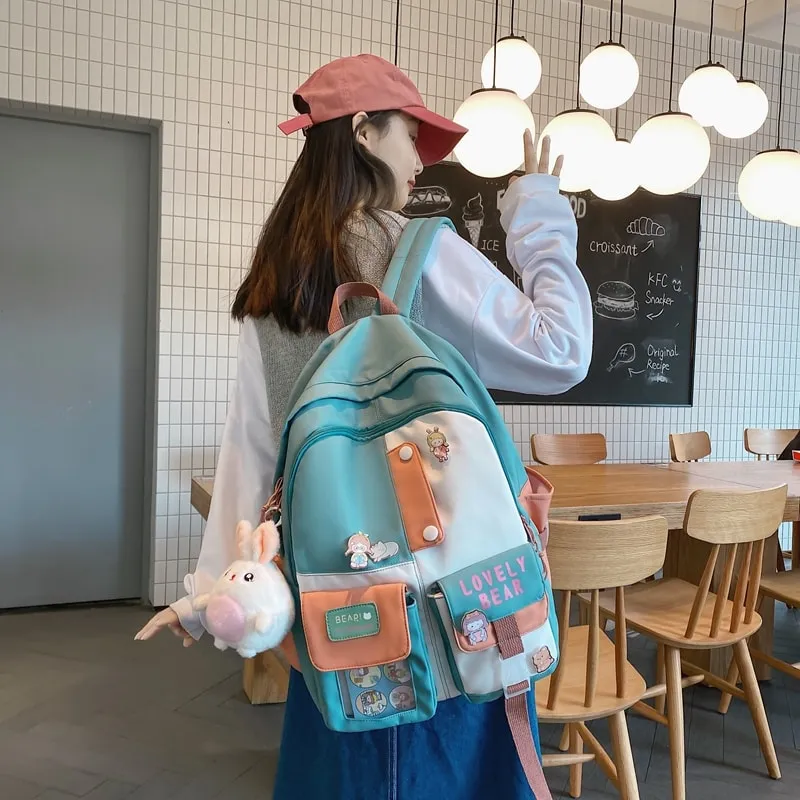 Simple Solid Color Teenage Girl Backpack