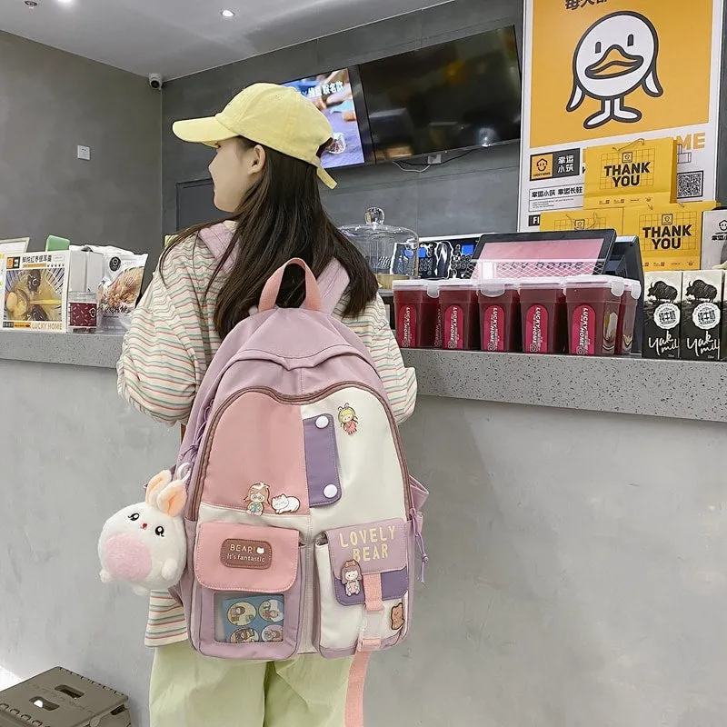 Simple Solid Color Teenage Girl Backpack