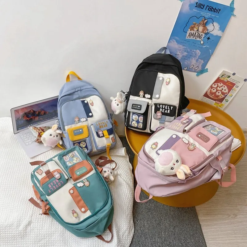 Simple Solid Color Teenage Girl Backpack
