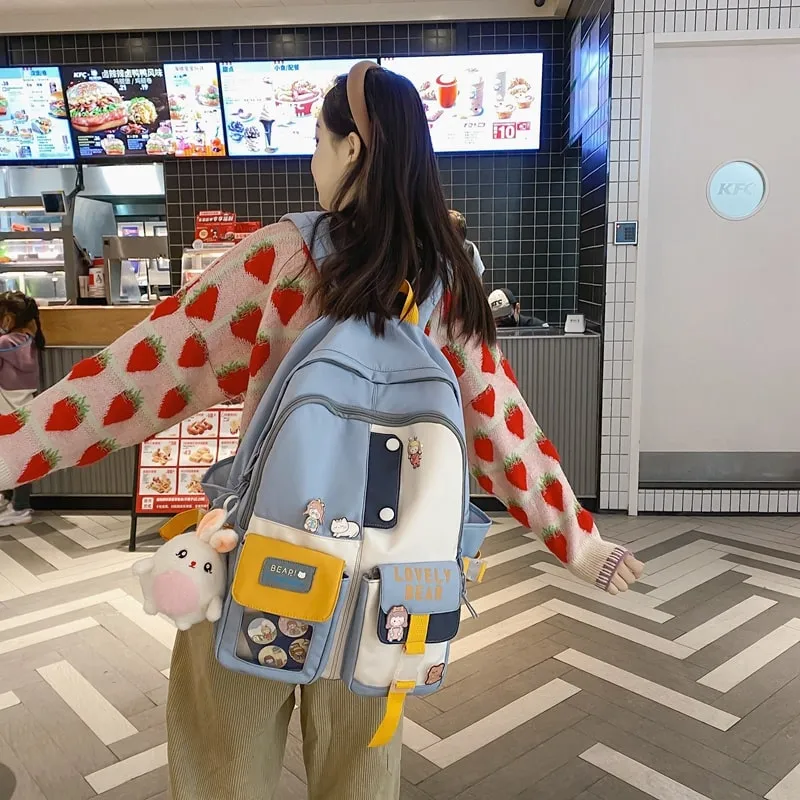 Simple Solid Color Teenage Girl Backpack
