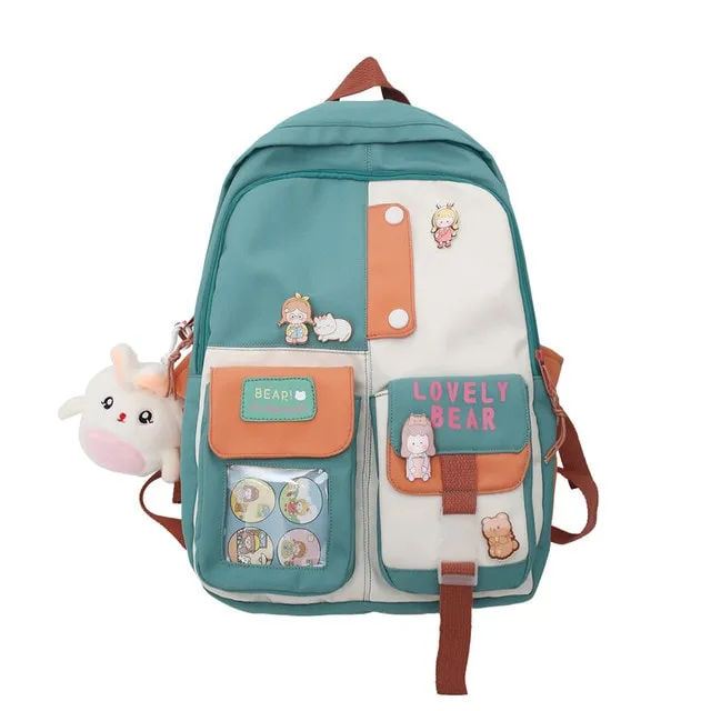 Simple Solid Color Teenage Girl Backpack