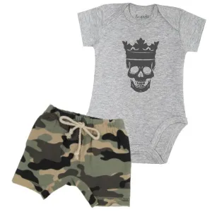 Skull Bodysuit   Camo Shorts