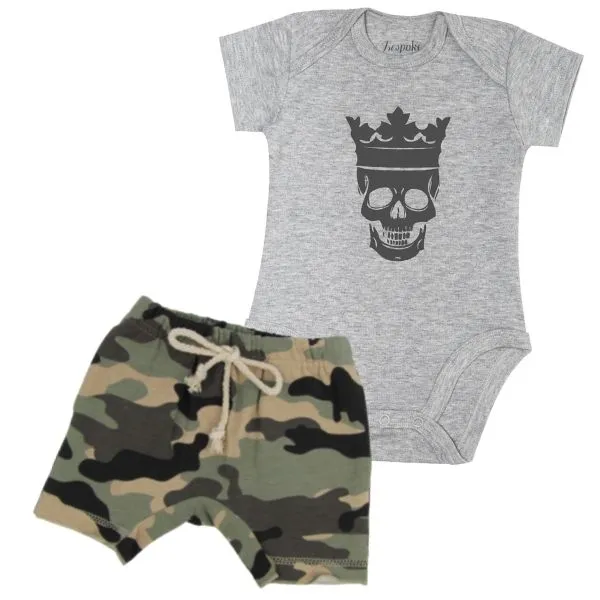Skull Bodysuit   Camo Shorts