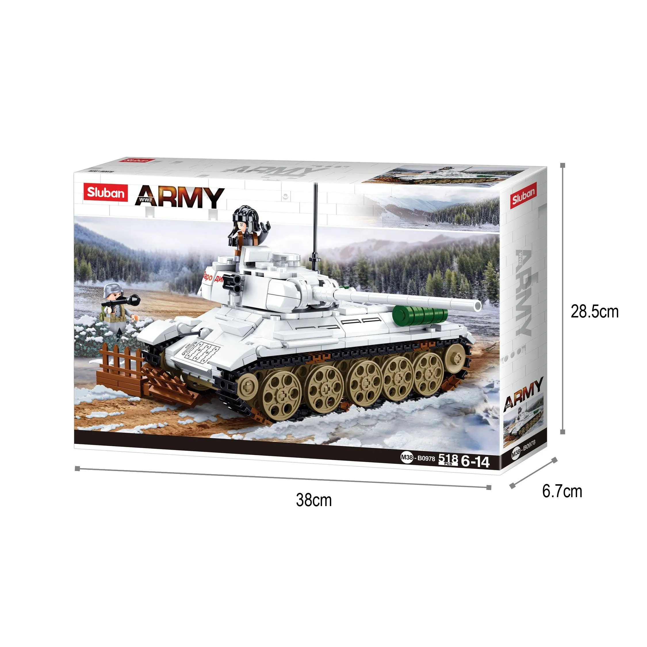 Sluban T-34/85 Medium Tank, Building Blocks For Ages 6 