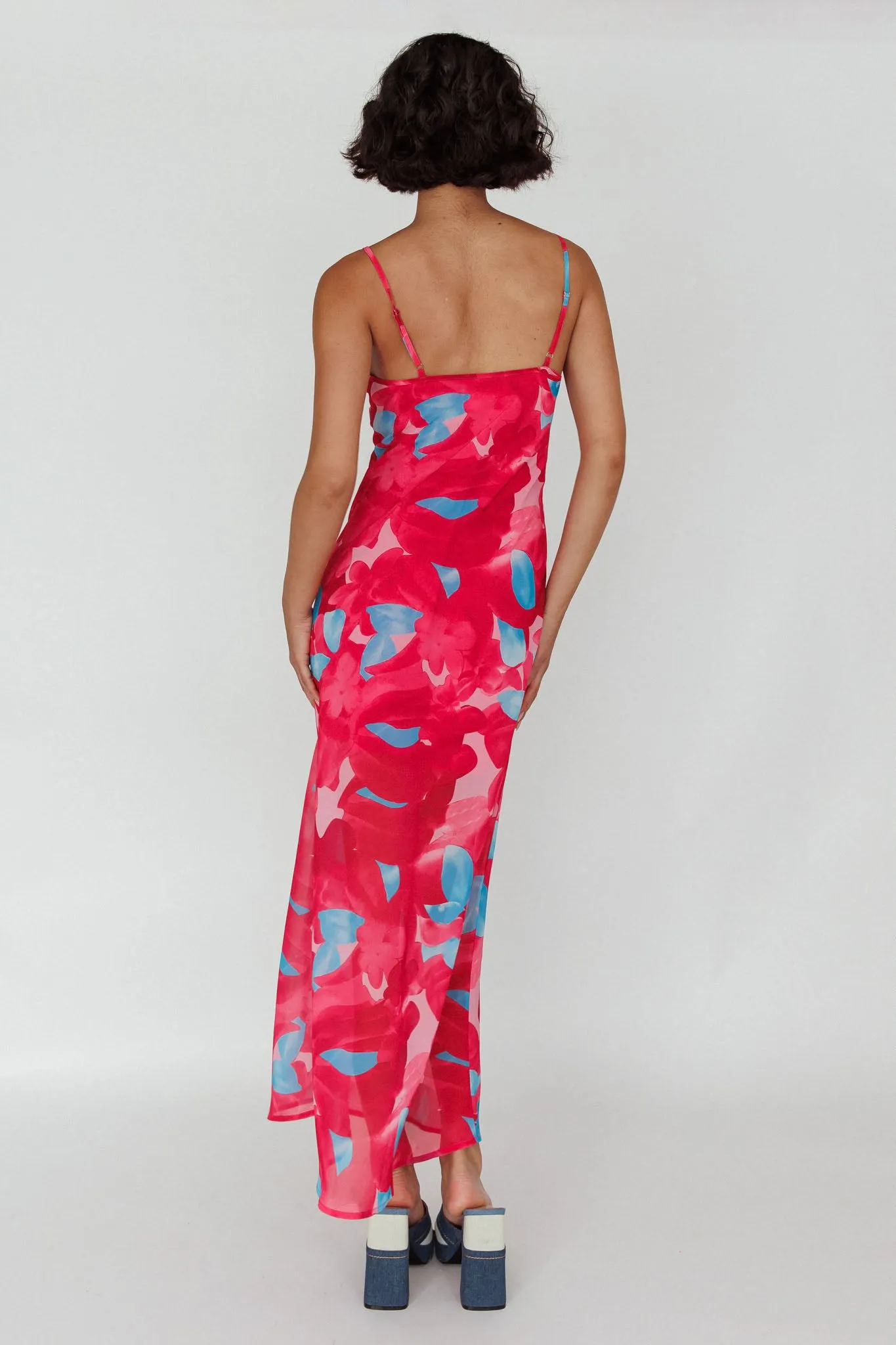 Stasi Cami Strap Midi Dress Floral Pink