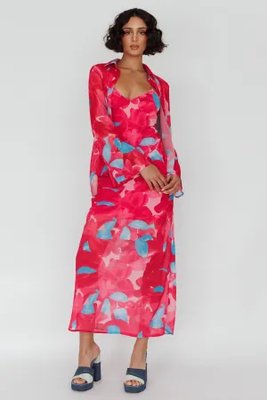 Stasi Cami Strap Midi Dress Floral Pink