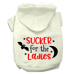 Sucker For The Ladies Screen Print Dog Hoodie Cream Xxxl