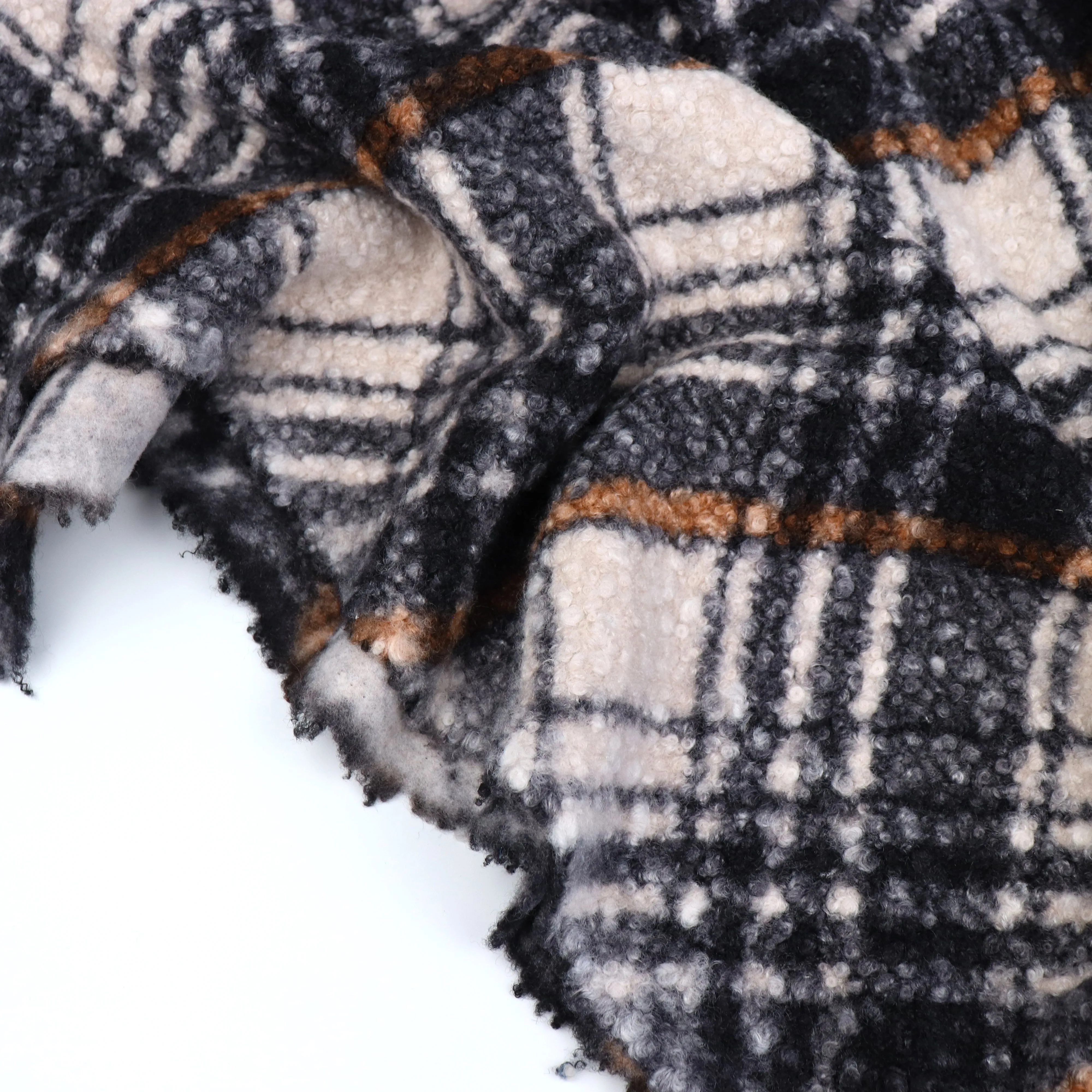 Teddy Sherpa Fleece Coating  - Diamond Check - SALE