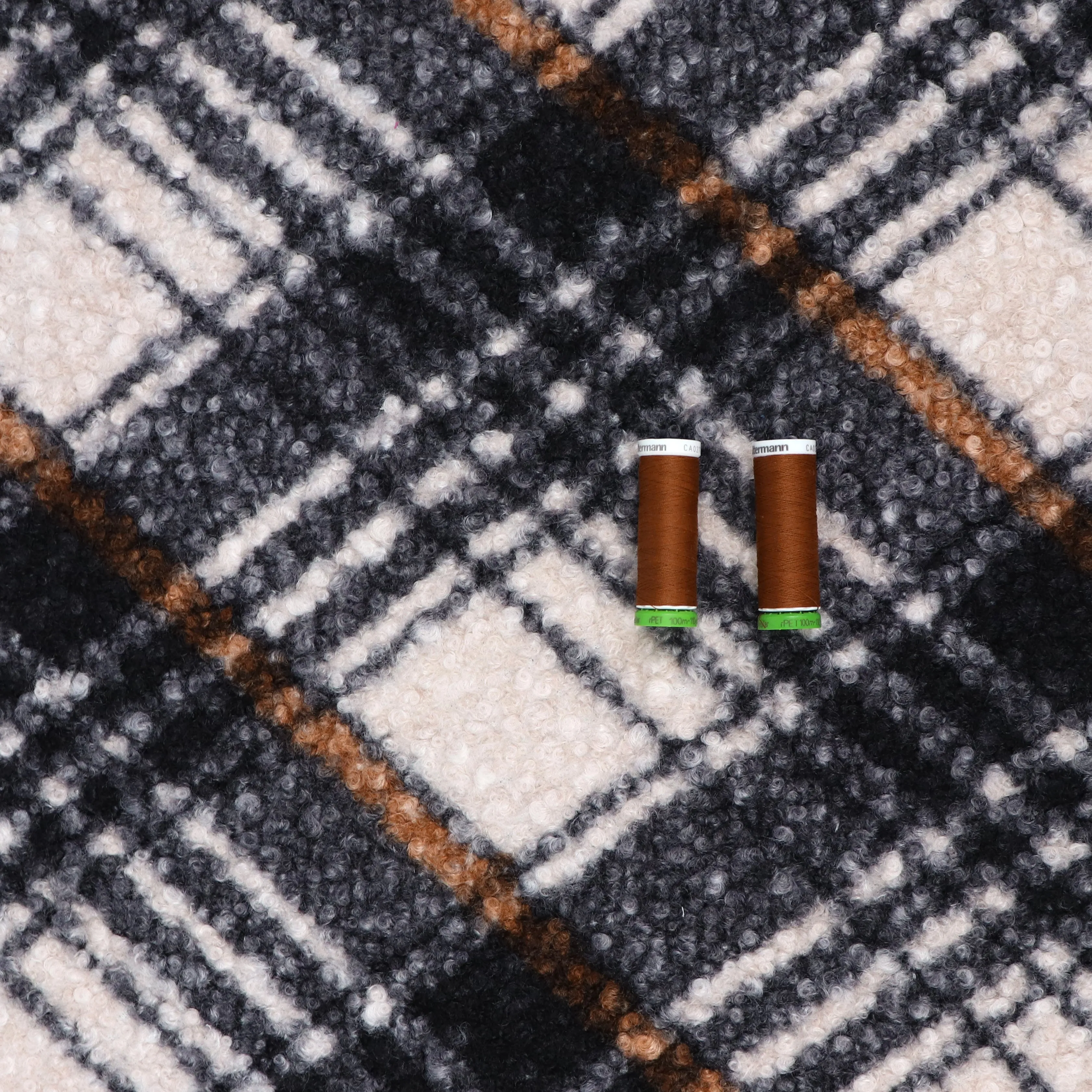 Teddy Sherpa Fleece Coating  - Diamond Check - SALE