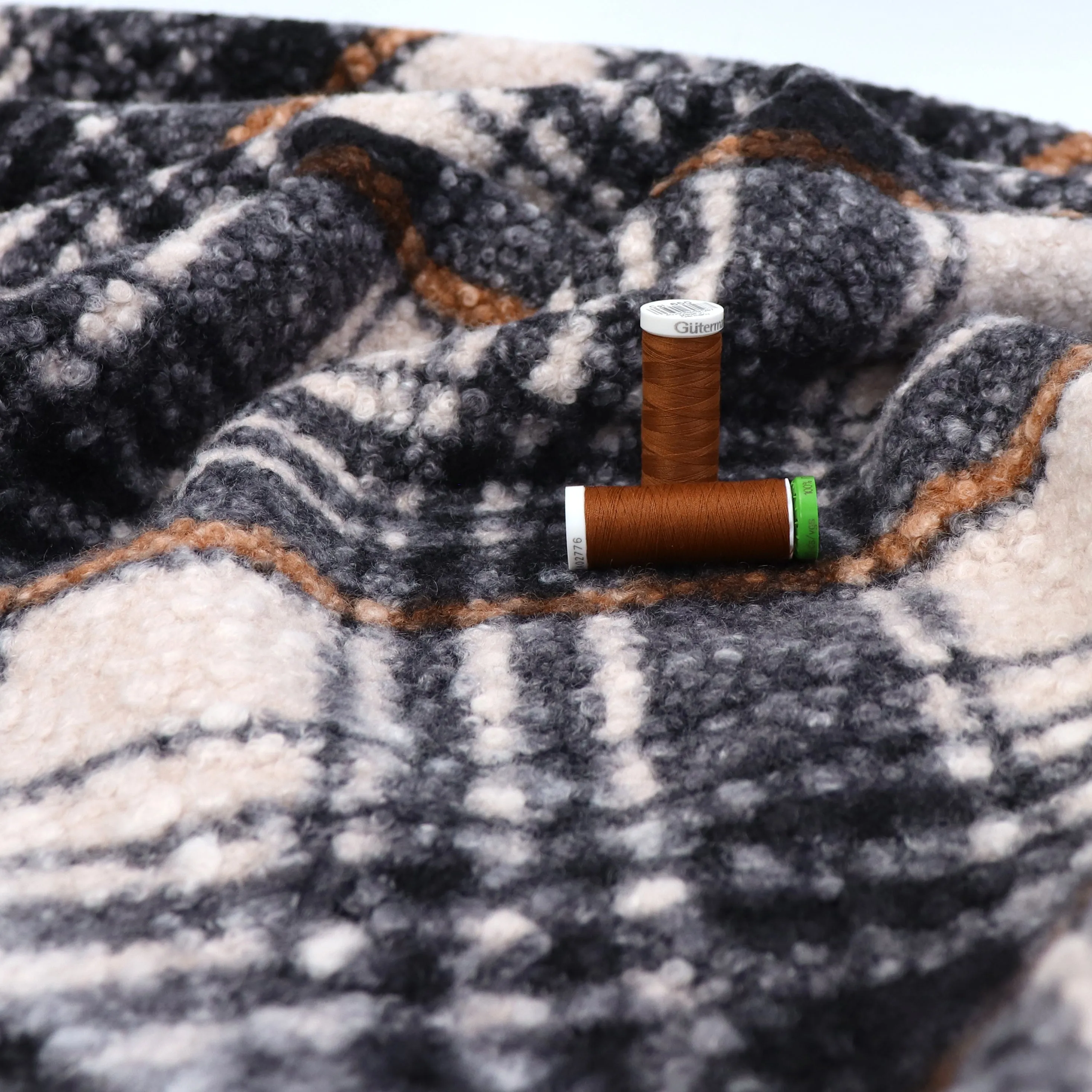 Teddy Sherpa Fleece Coating  - Diamond Check - SALE