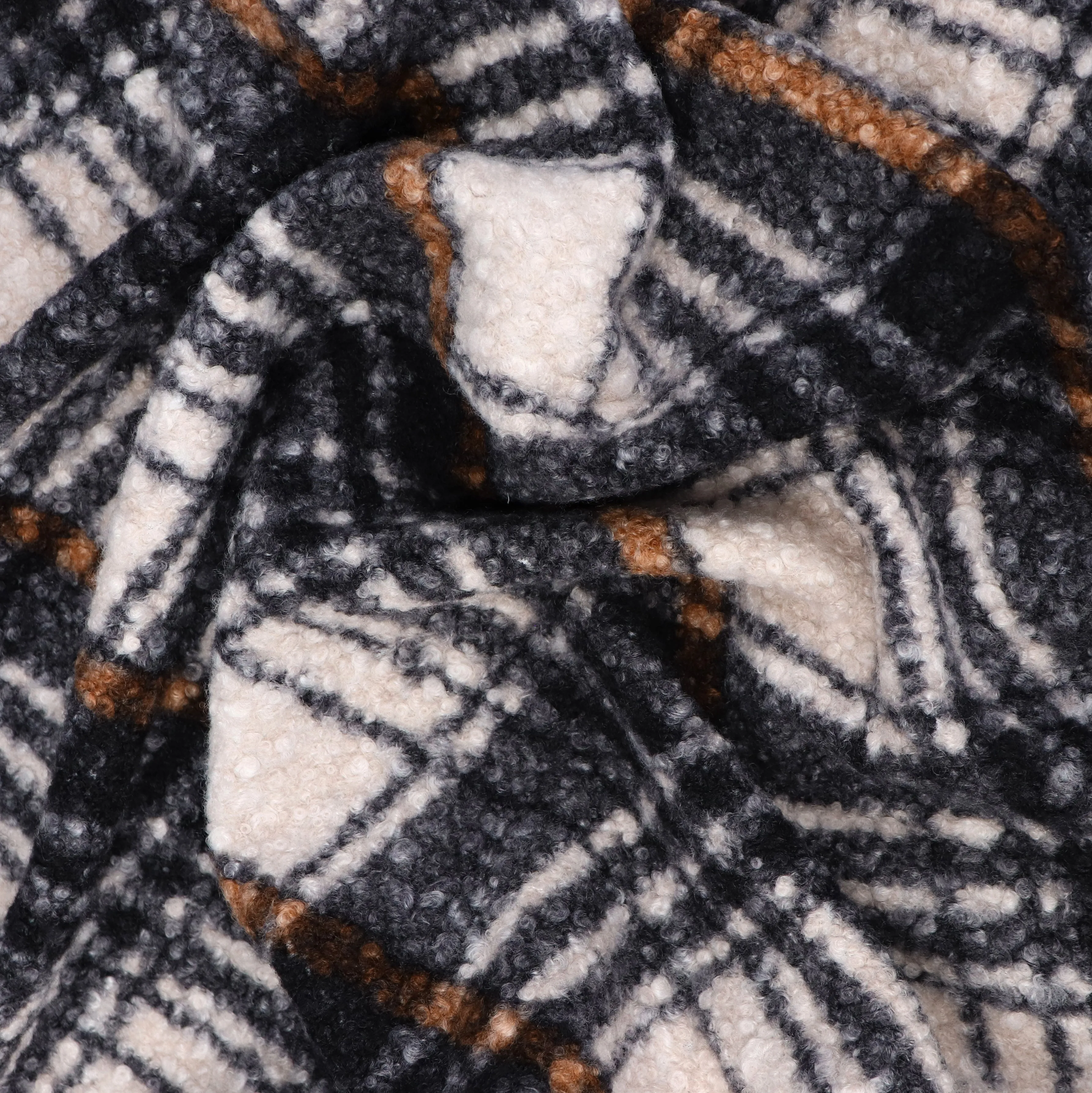 Teddy Sherpa Fleece Coating  - Diamond Check - SALE