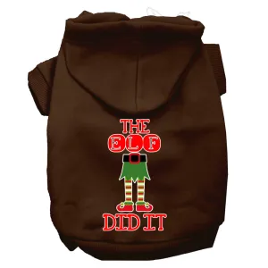 The Elf Did It Screen Print Dog Hoodie Brown Xxl