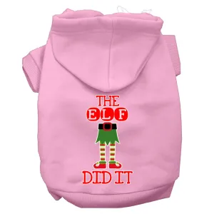 The Elf Did It Screen Print Dog Hoodie Light Pink Xs