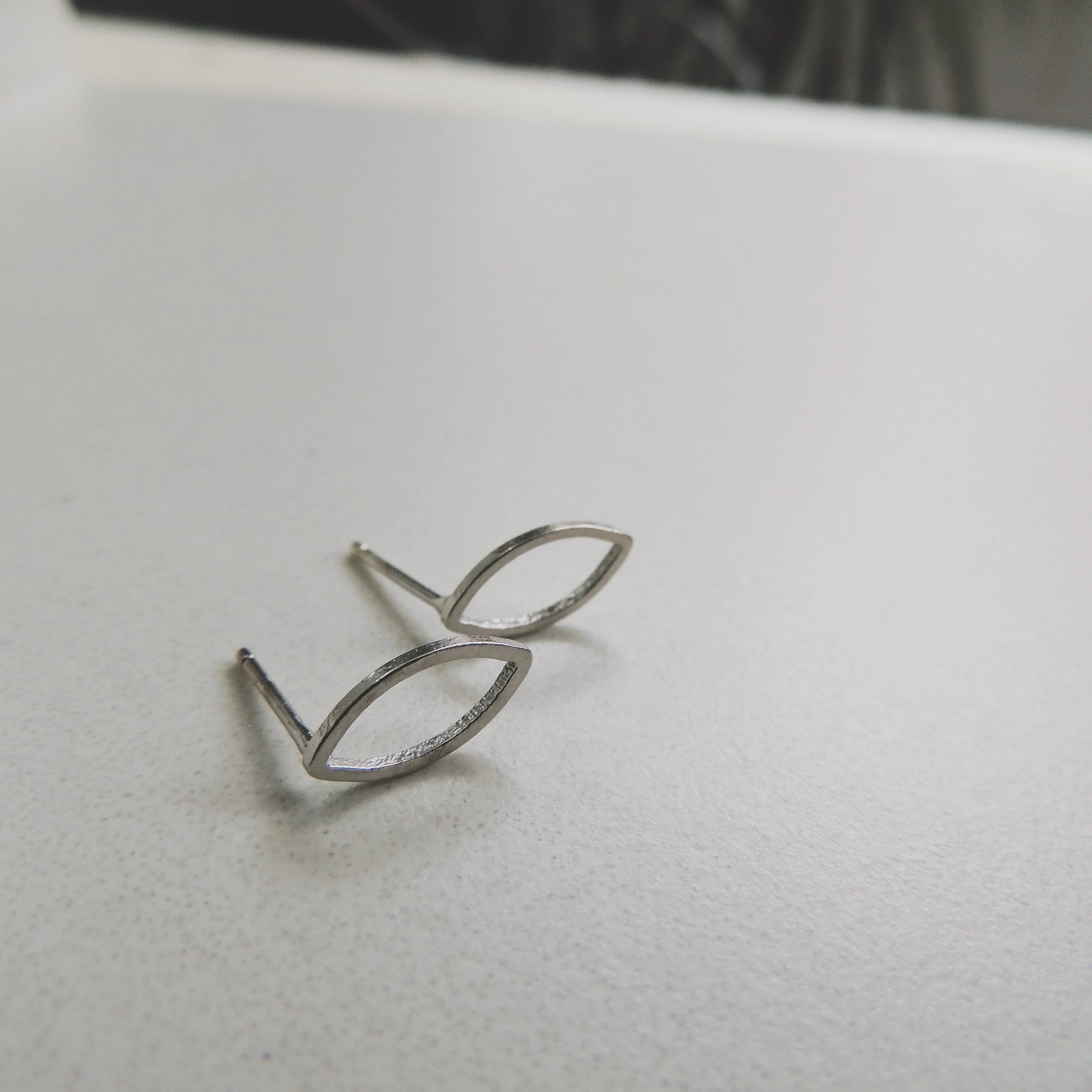 Tiny Brass Leaf Studs with Sterling posts