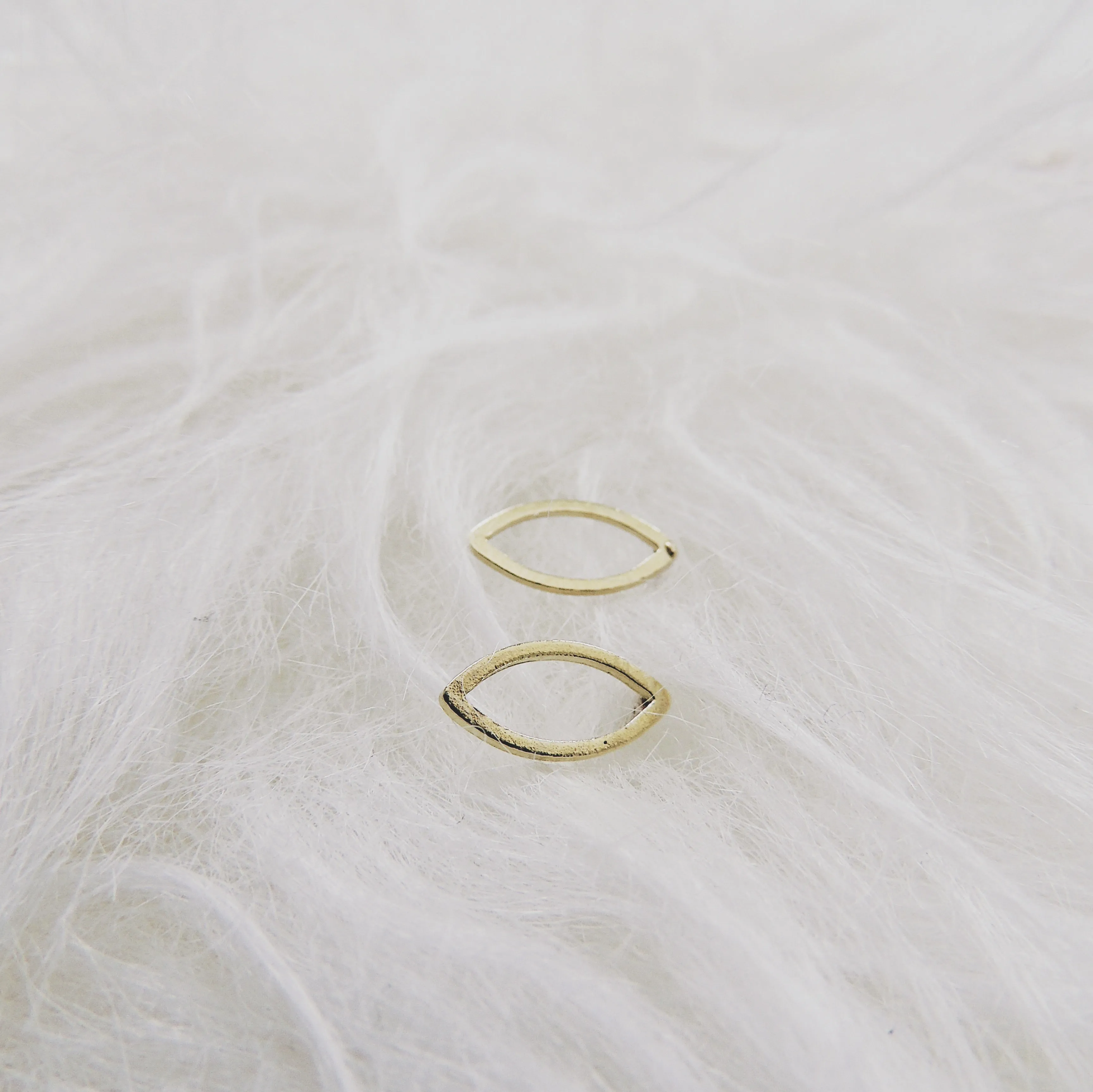 Tiny Brass Leaf Studs with Sterling posts
