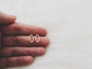 Tiny Brass Leaf Studs with Sterling posts