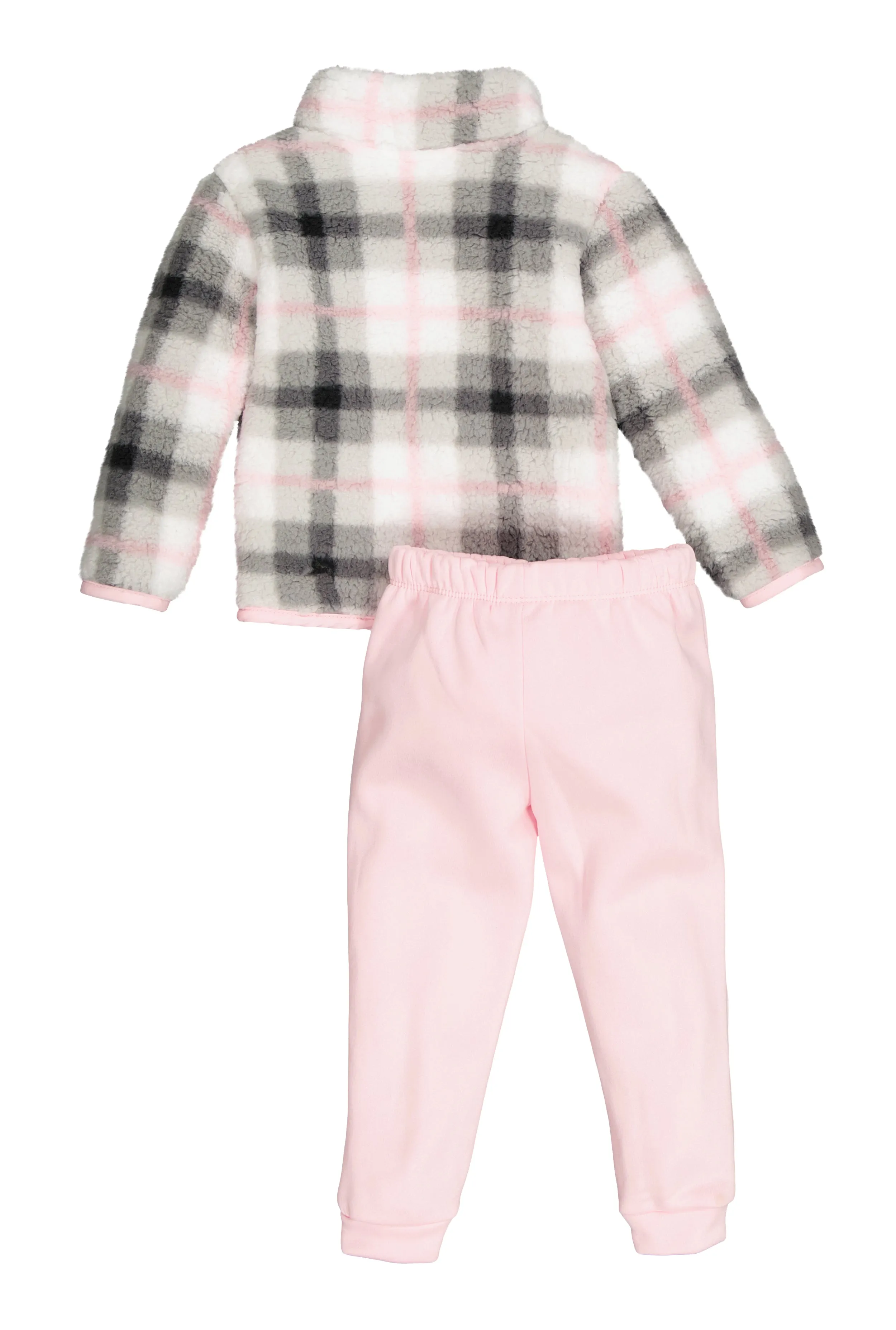 Toddler Girls Plaid Sherpa Jacket and Joggers
