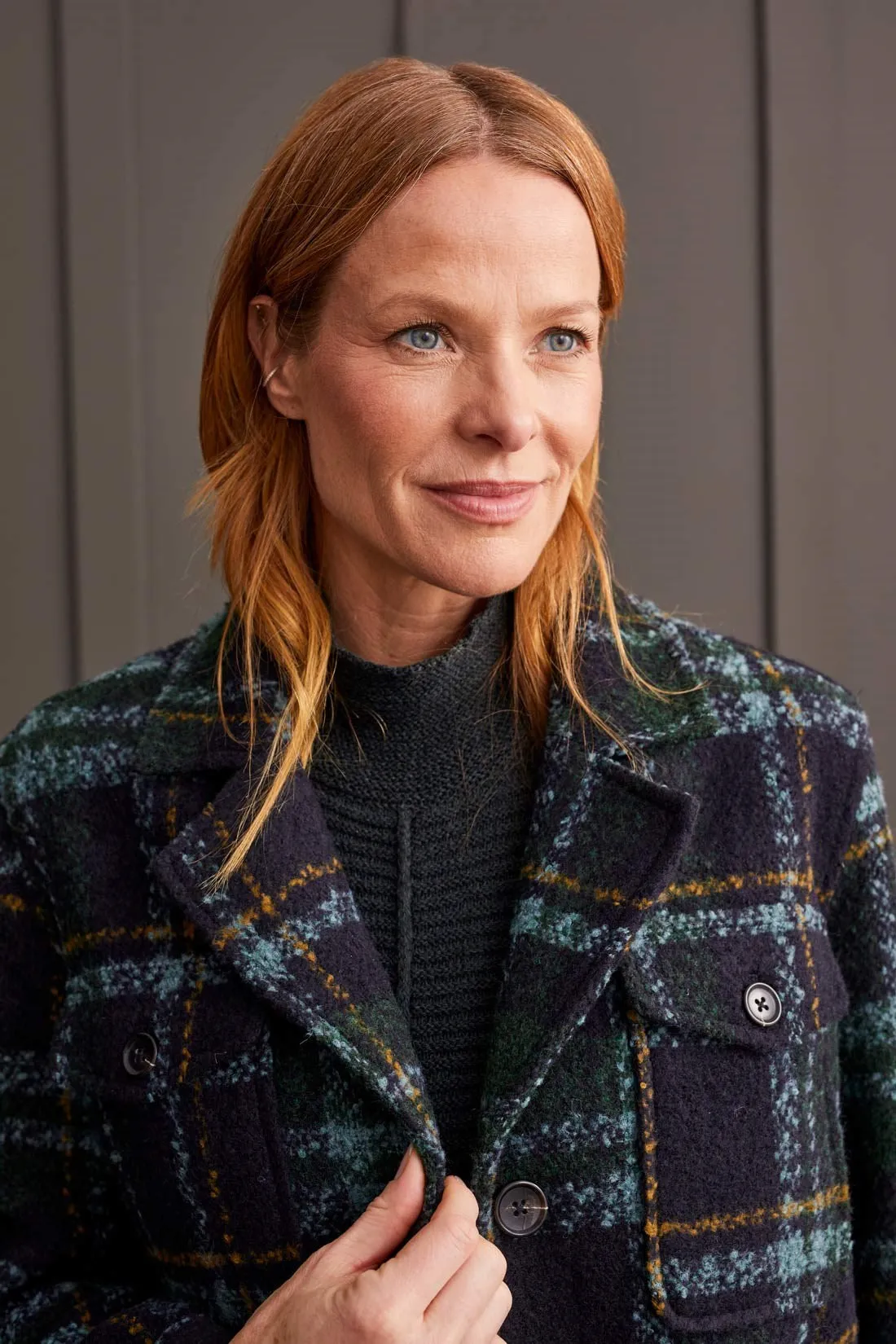 Tribal Boucle Plaid Jacket | Green