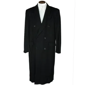 Vintage Mens Pure Cashmere Coat Black Overcoat Made in Italy Size L 44