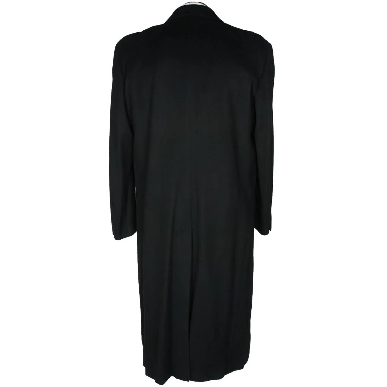 Vintage Mens Pure Cashmere Coat Black Overcoat Made in Italy Size L 44