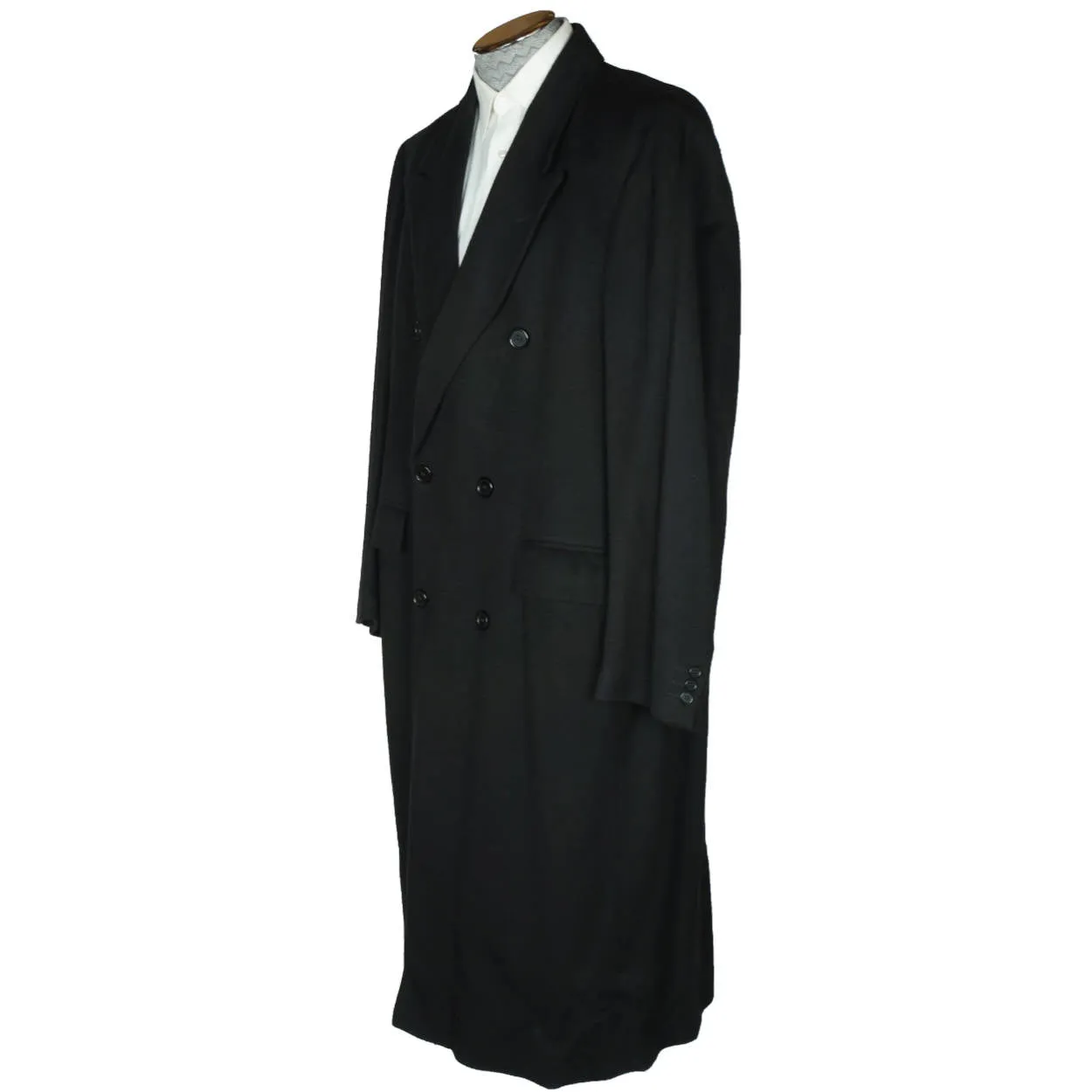 Vintage Mens Pure Cashmere Coat Black Overcoat Made in Italy Size L 44