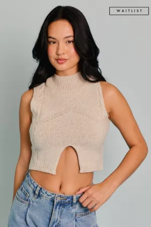 Waitlist 11/5 ♥ Carson Mock Neck Cut Out Cropped Sweater Top Oatmeal