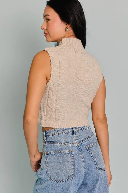 Waitlist 11/5 ♥ Carson Mock Neck Cut Out Cropped Sweater Top Oatmeal