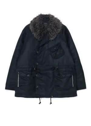 WATER-REPELLENT NYLON TWILL SHAWL COLLAR BLOUSON WITH FUR COLLAR