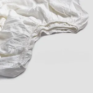 White 100% Linen Fitted Sheet
