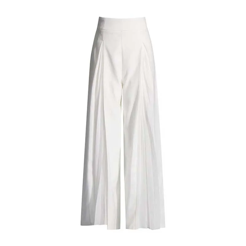 White Blazer Pantsuit Crop Top Coat   Wide Legs 2 Pieces Set