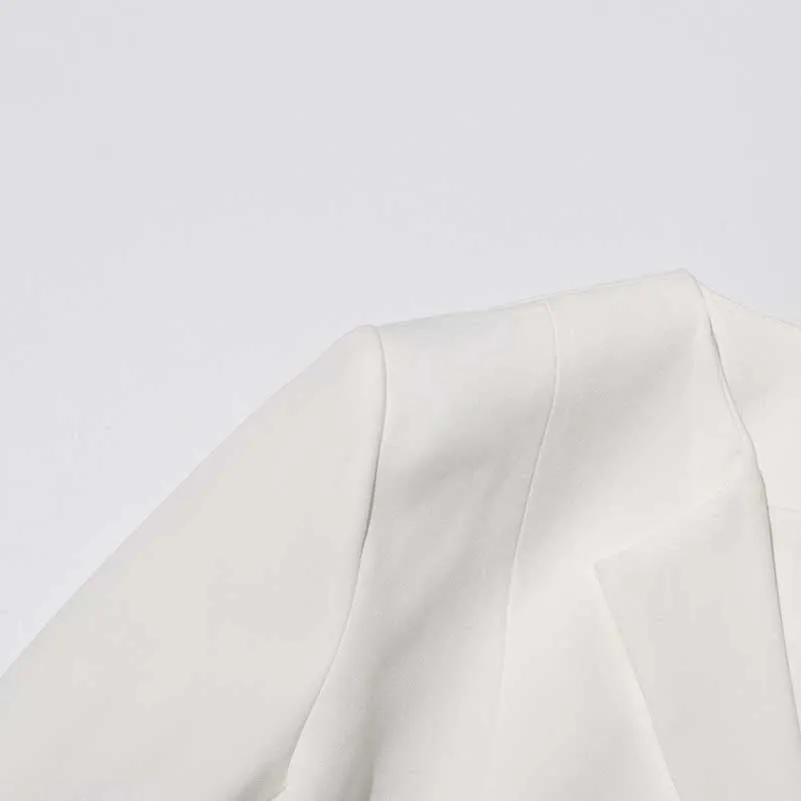 White Blazer Pantsuit Crop Top Coat   Wide Legs 2 Pieces Set