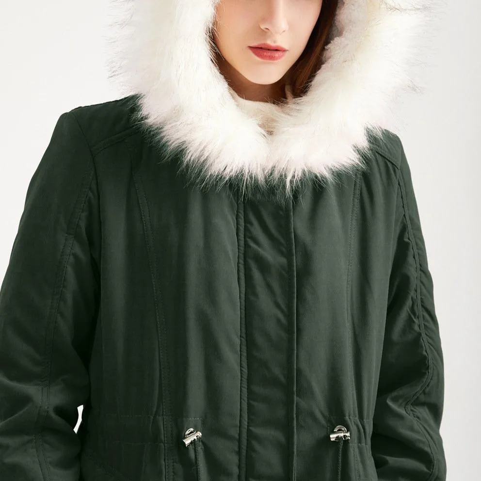 Women's fur collar hooded cotton coat winter warm parka