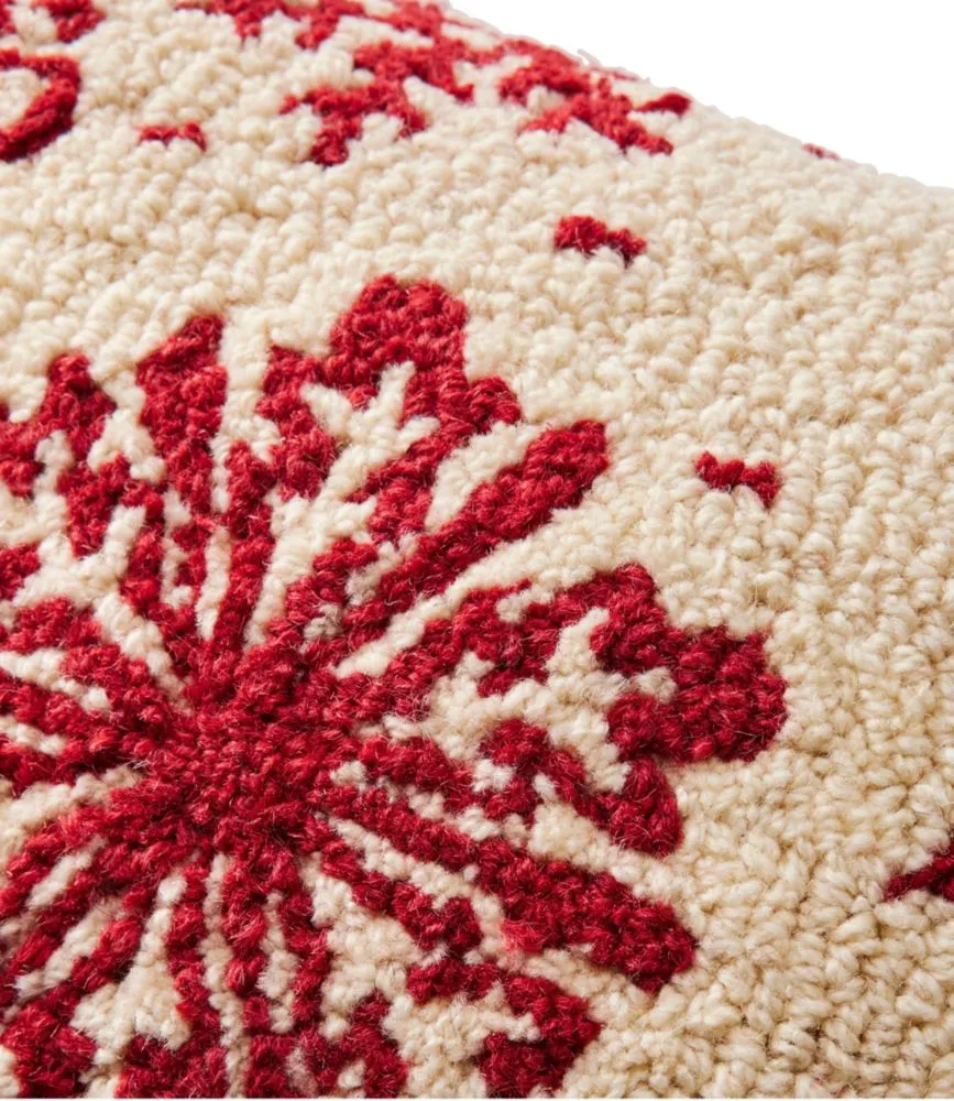 Wool Hooked Throw Pillow, Snowflake, 14&quot; x 20&quot;