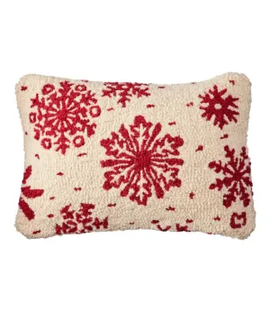 Wool Hooked Throw Pillow, Snowflake, 14&quot; x 20&quot;