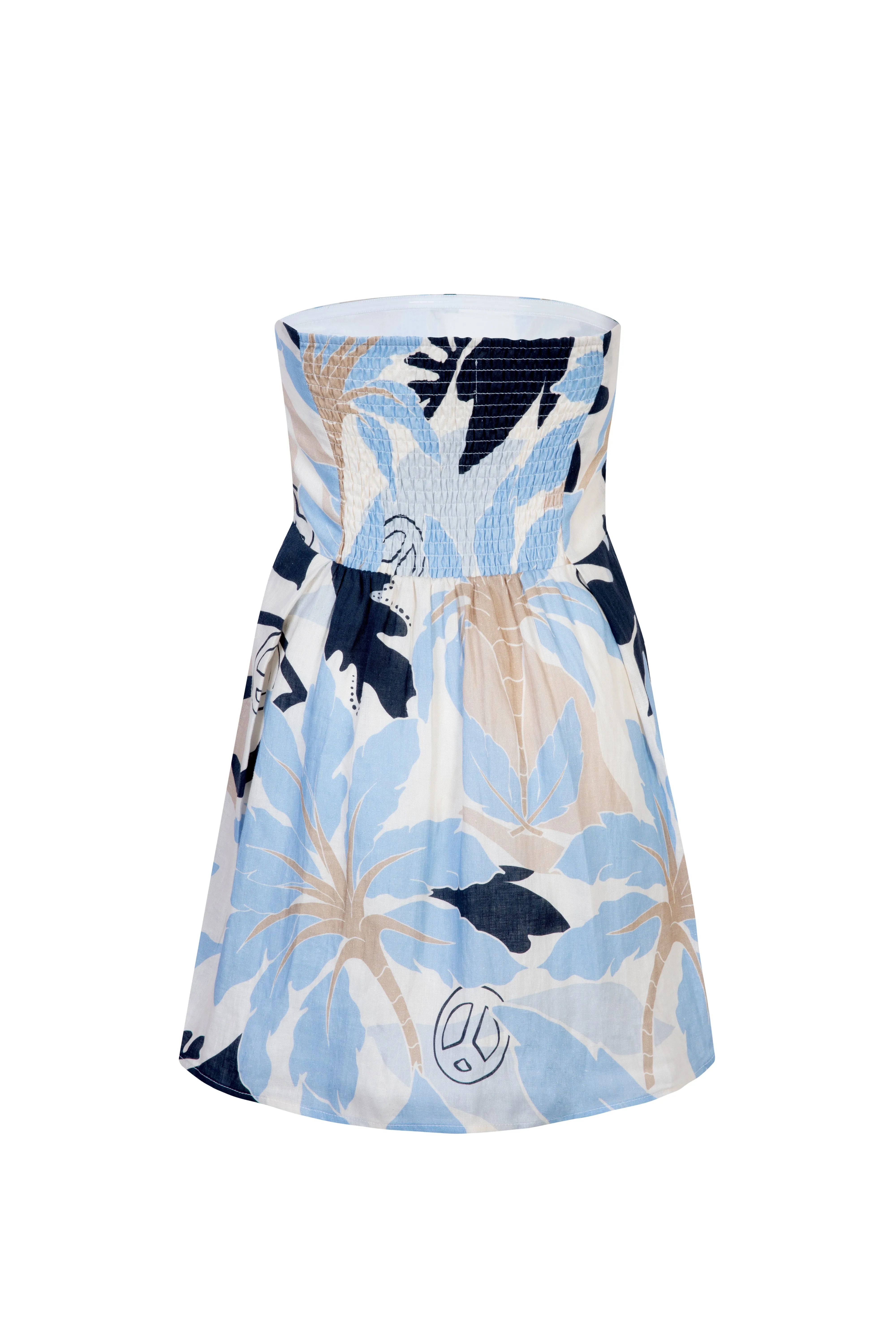 'Yves Uro' Mini Dress - Signature Print Blue
